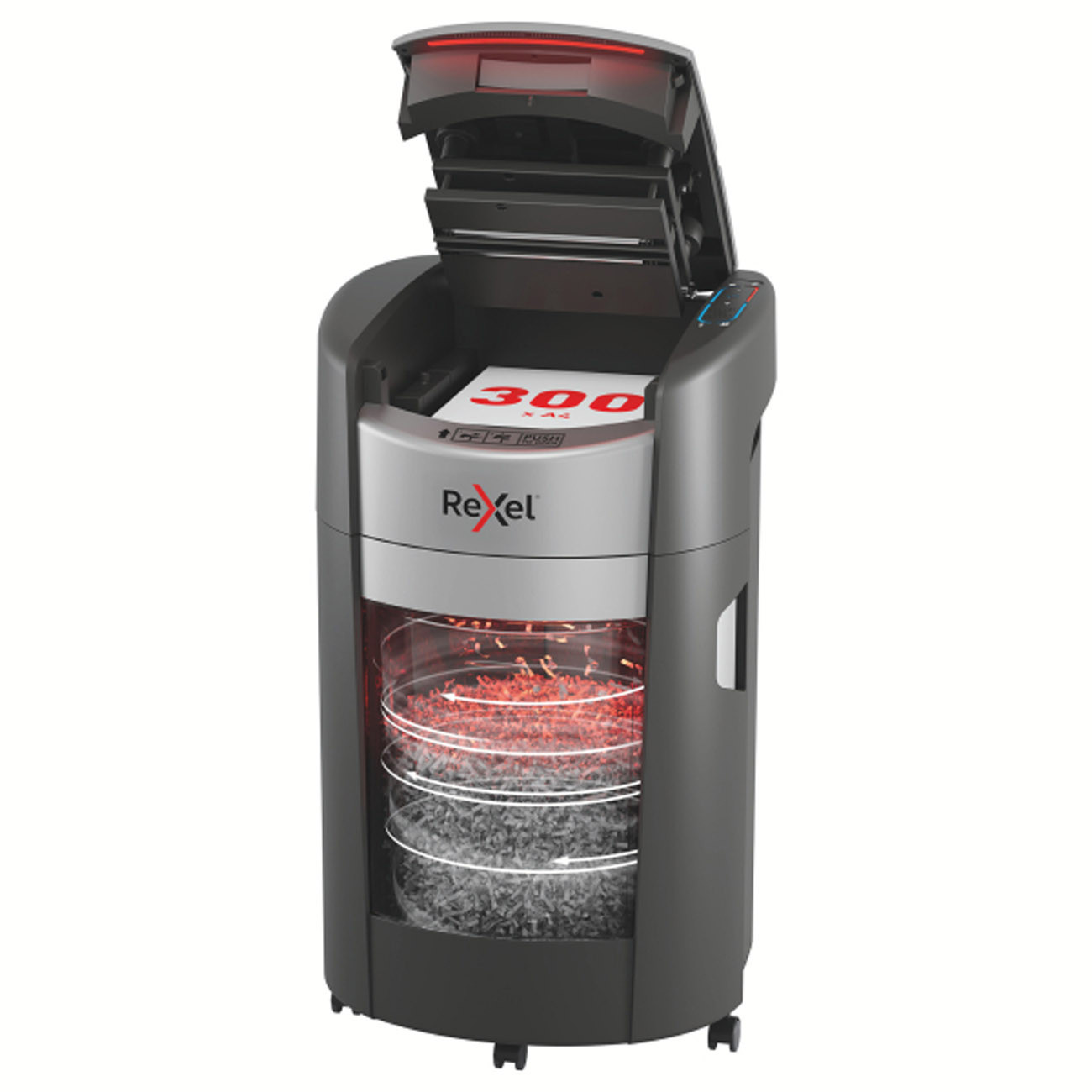 Rexel Destructeur de documents ShredMax 300X Coupe croisée DIN P4 - 300 feuilles - Corbeille 25 L
