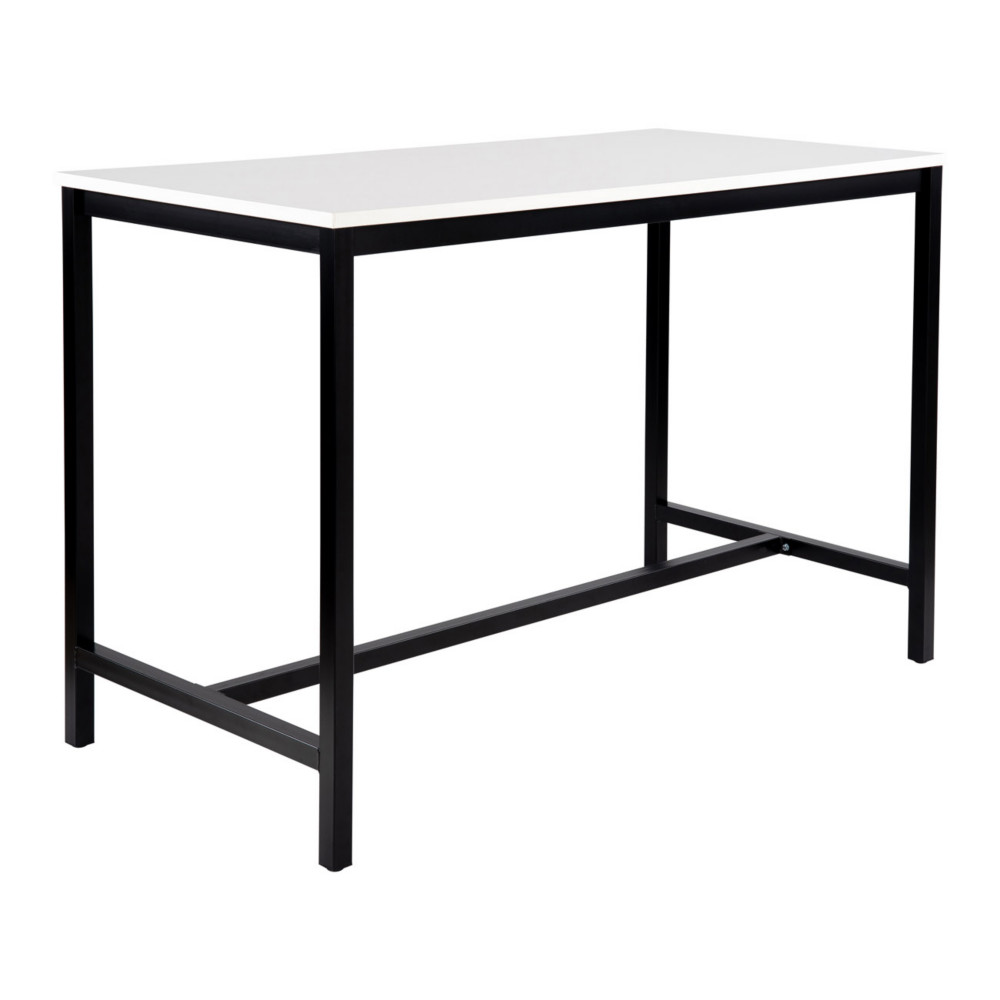 Table haute 110 cm polyvalente Budget 160 x 80 cm - Blanc pieds mtal Noir