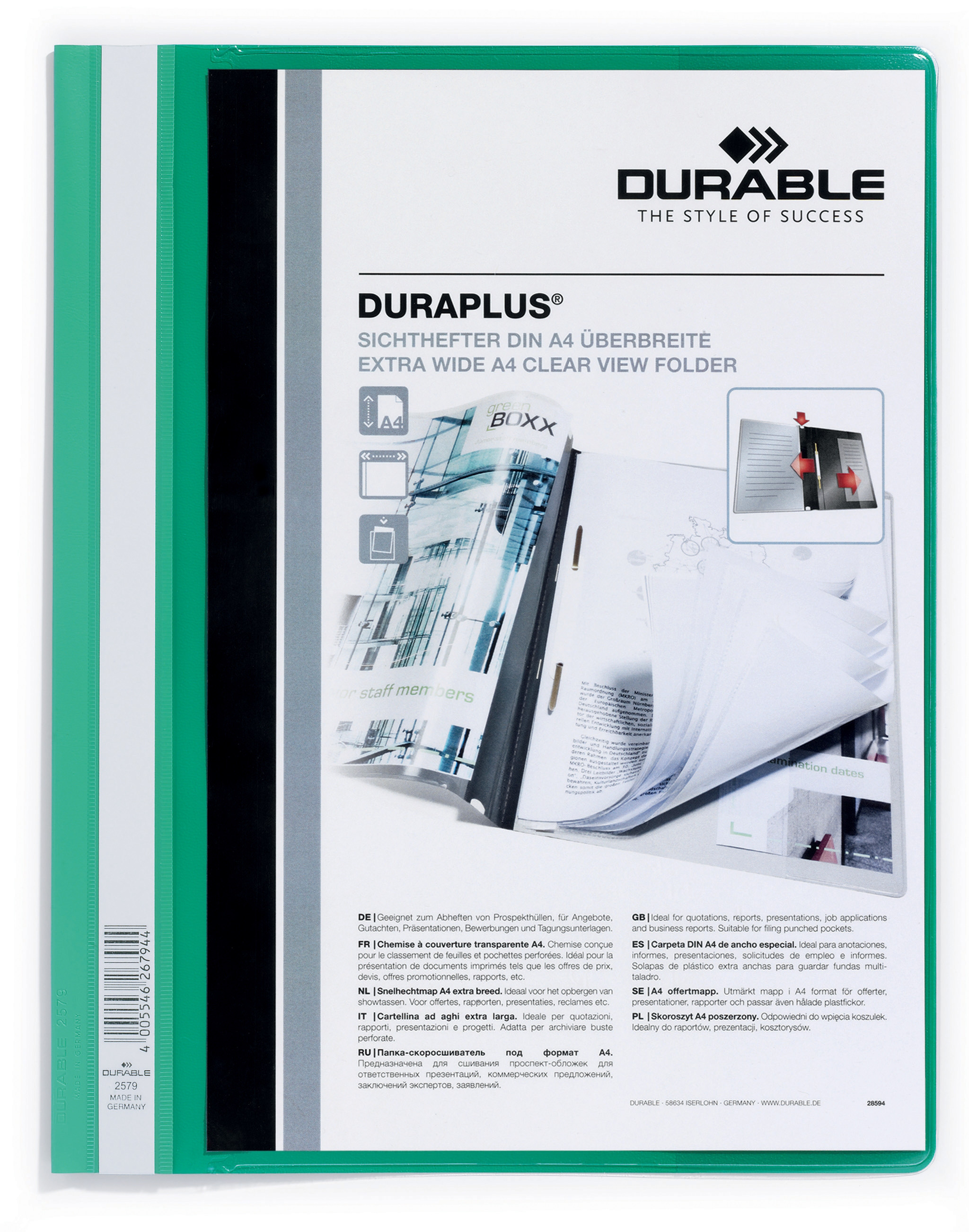 Durable Chemise à lamelles Duraplus en PVC - Vert