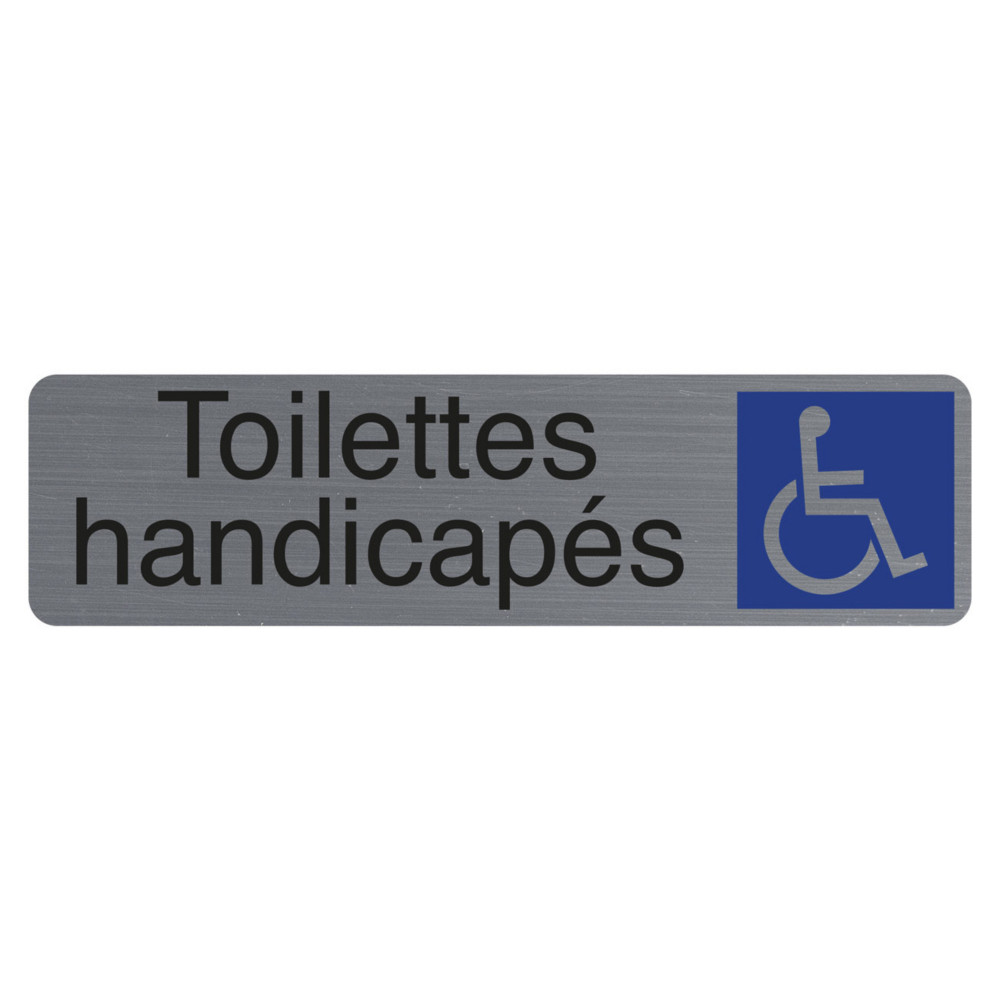 Exacompta Plaque signaltique adhsive Toilettes Handicaps - Rectangle Gris / Bleu