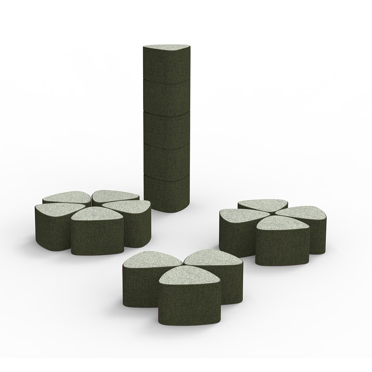 Pouf modulable Flower tissu non feu M1 - Vert