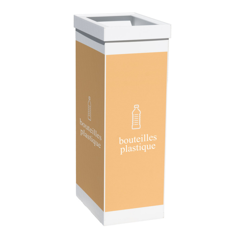Paperflow Poubelle de tri slectif pour le recyclage du plastique - 60L - Orange corps Blanc