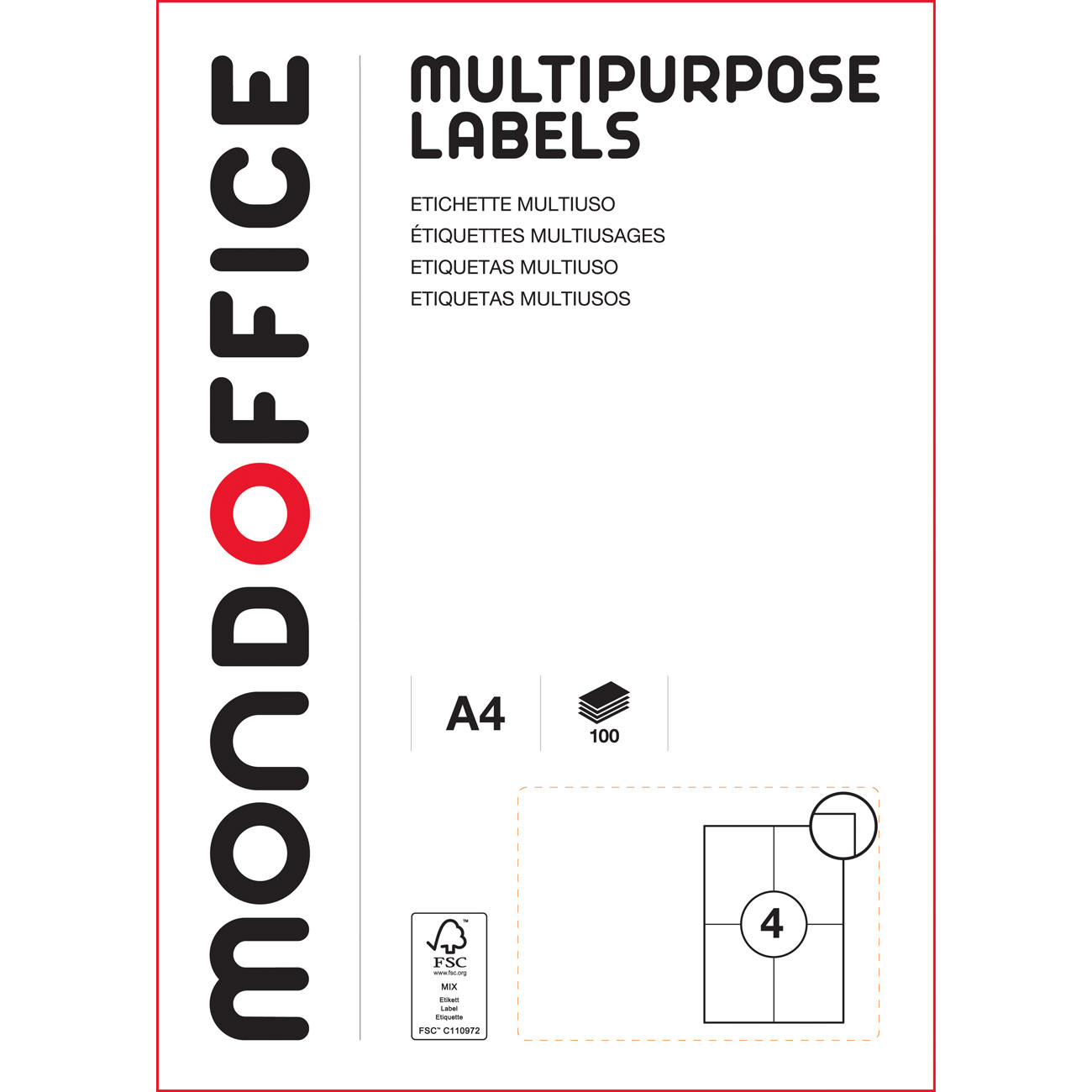MONDOFFICE Etiquettes blanches multi-usages 105 x 148 mm - Bords carrés - Boite de 400