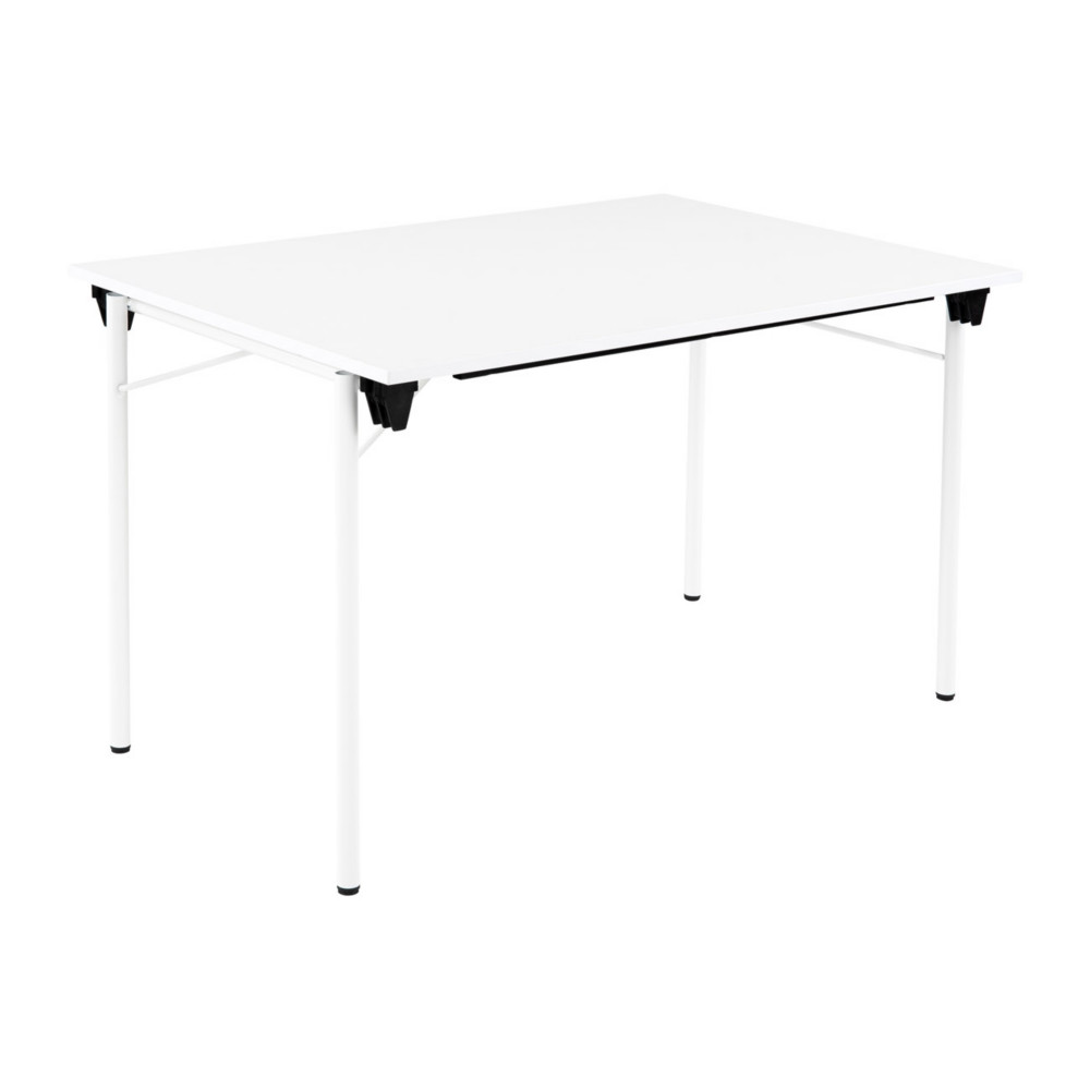 Table pliante Budget multiples usages rectangle L. 120 x P. 80 cm - Plateau Blanc - pieds Blanc