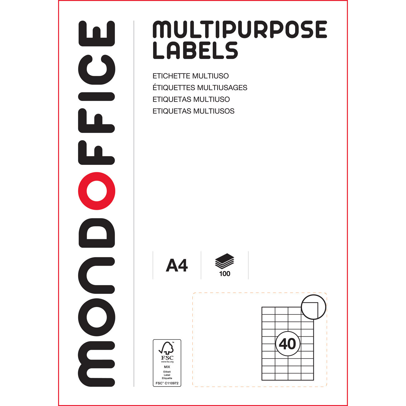 MONDOFFICE Etiquettes blanches multi-usages 52,5 x 29,7 mm - Bords carrés - Boite de 4000