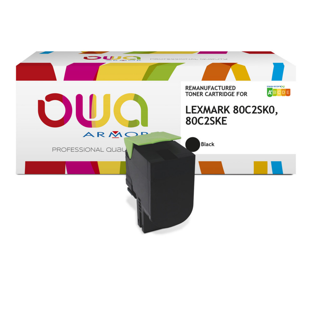 OWA Toner compatible cartouche Laser LEXMARK 802SK - 80C2SK0 - K15649OW - 2500 pages -Noir