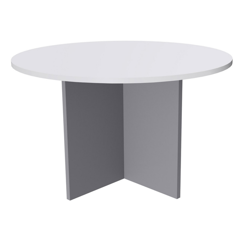 Table de runion ronde 120 cm Activity Pied croix pleins Aluminium - Plateau Blanc