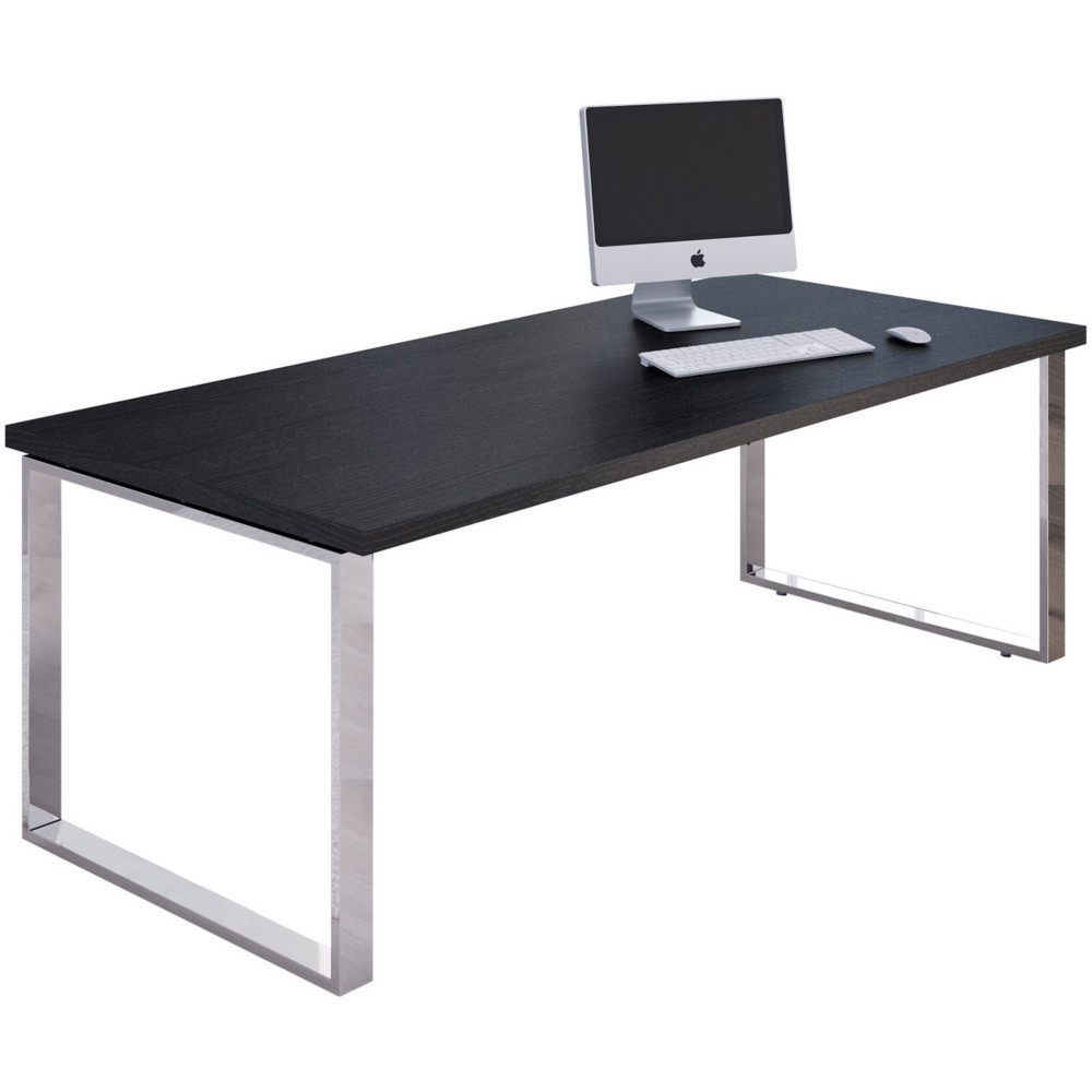 Bureau droit direction Flore - L.180 x P.90 cm - Plateau Frne noir - Pieds cadres