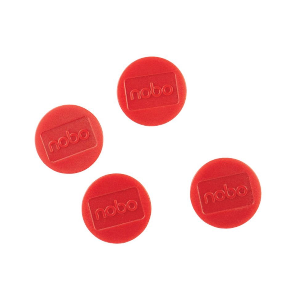 Nobo Aimant rond 38 mm - Rouge - Lot de 4