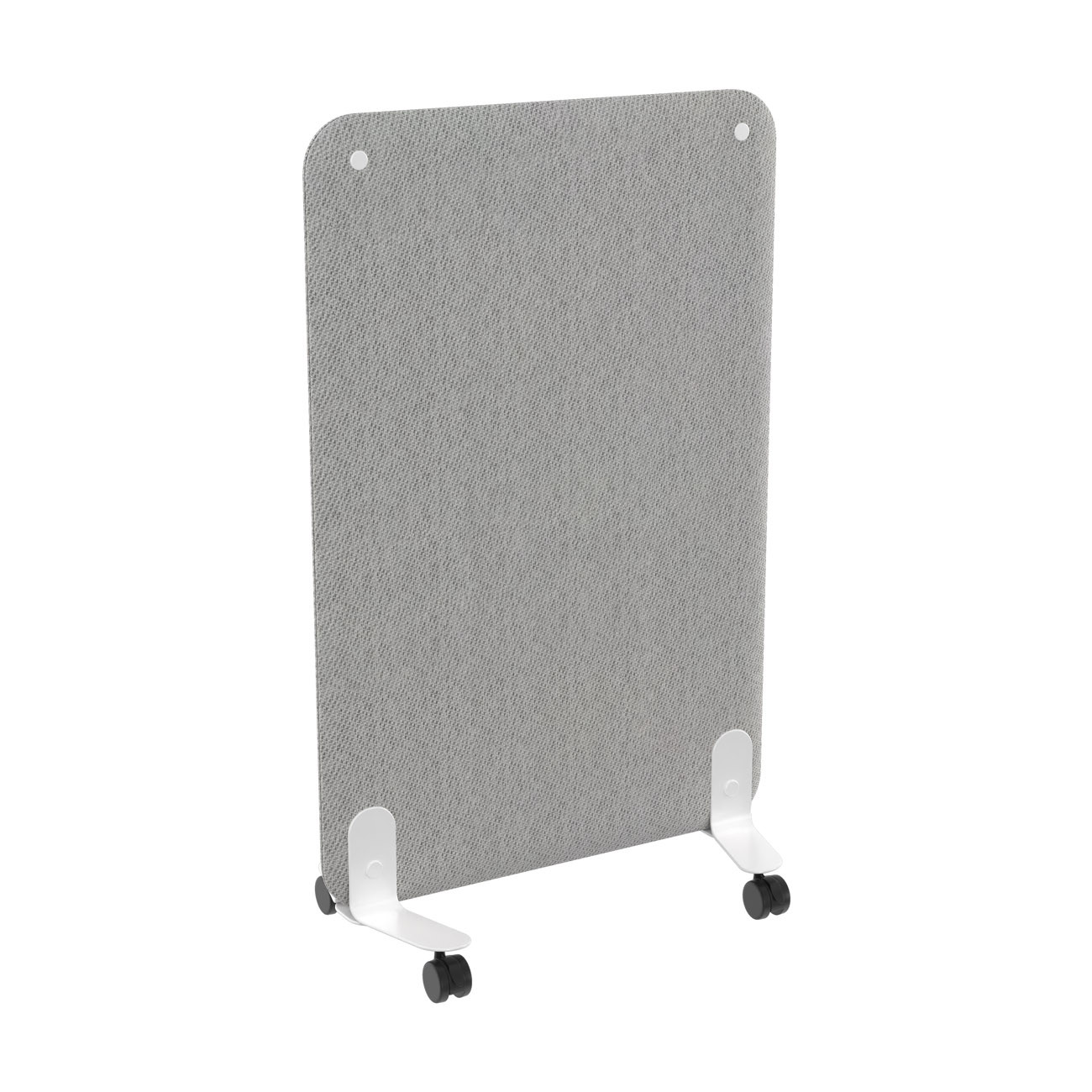 Cloison+acoustique+Solange+mobile+H.+120+x+l.+80+cm+à+roulettes+-+Tissu+Gris+fixations+blanches