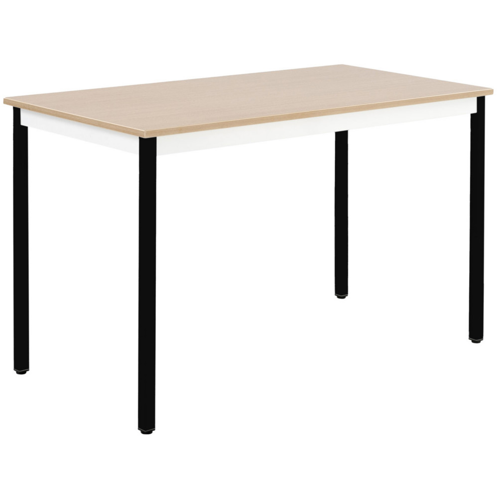 Table de runion modulable rectangle - L.140 x P.70 cm - Plateau Chne - Pieds Noir