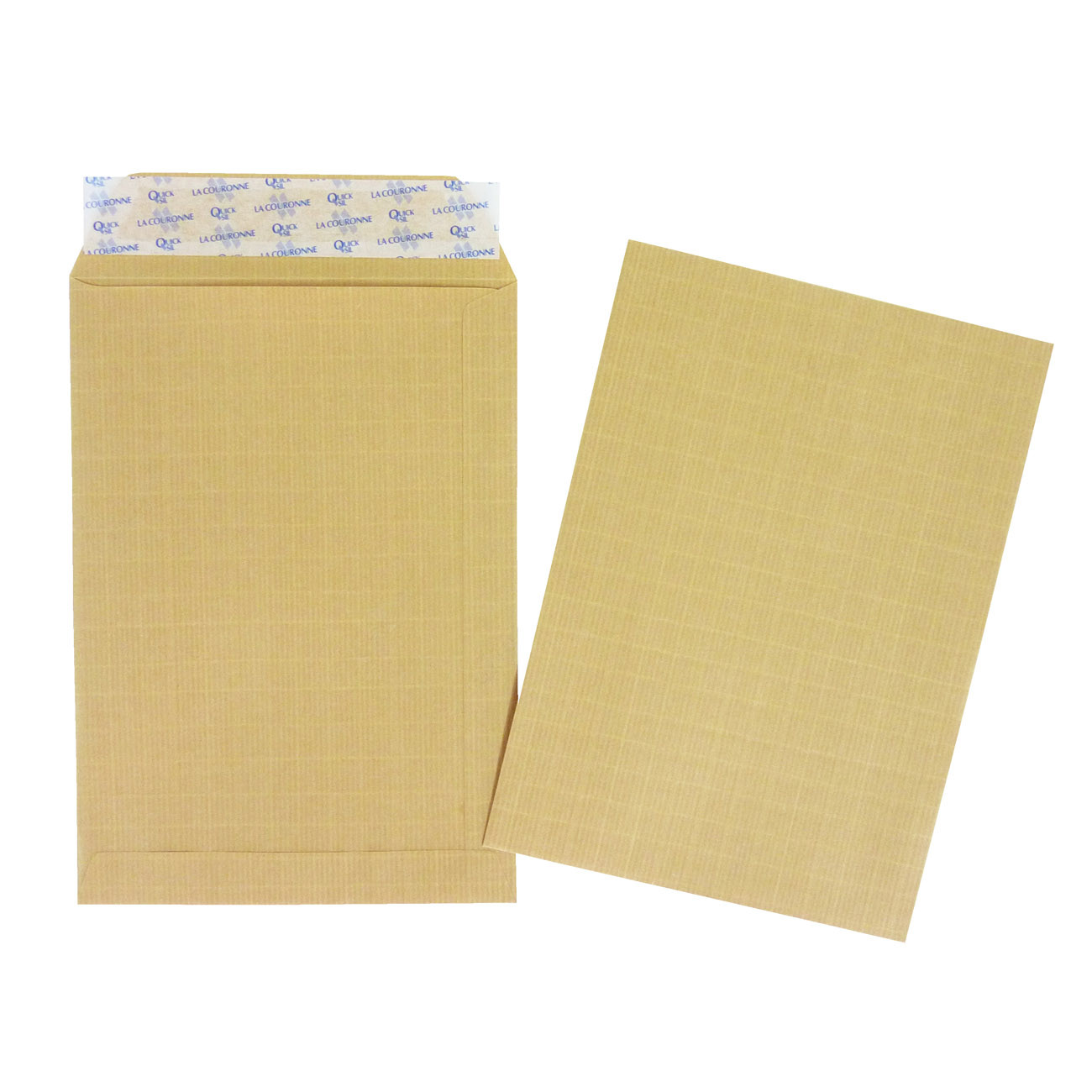 La Couronne Pochette kraft armé brun PEFC B5 - 176 x 250 mm 130g sans fenêtre - Sans soufflet - Autocollante bande protectrice - Lot de 500