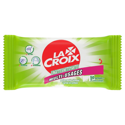 La Croix Lingettes nettoyantes multi-usages - Parfum menthe citronée Paquet de 50