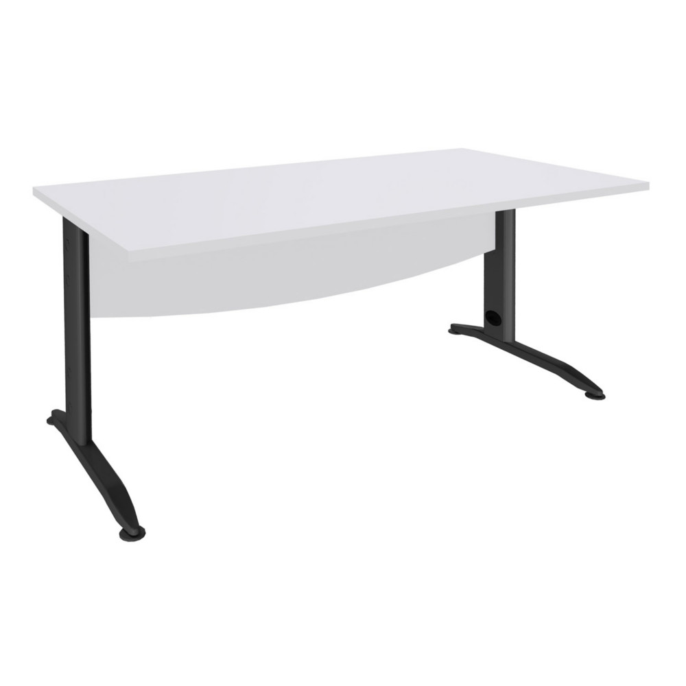 Bureau Droit Activity Mtal - L.180 x P.80 cm - Plateau Blanc - Pieds L Anthracite