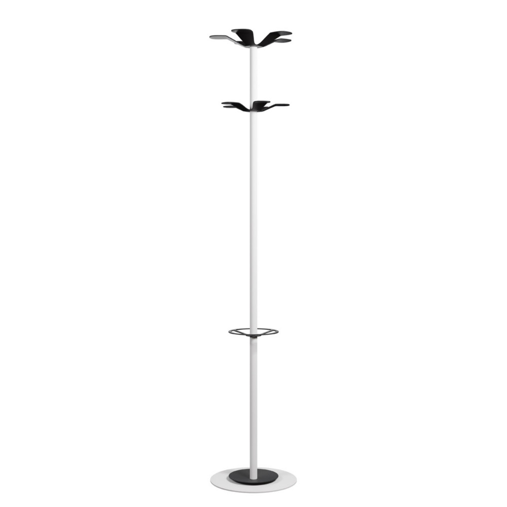 Paperflow portemanteau Marise 10 patres avec porte-parapluie - Blanc / Noir