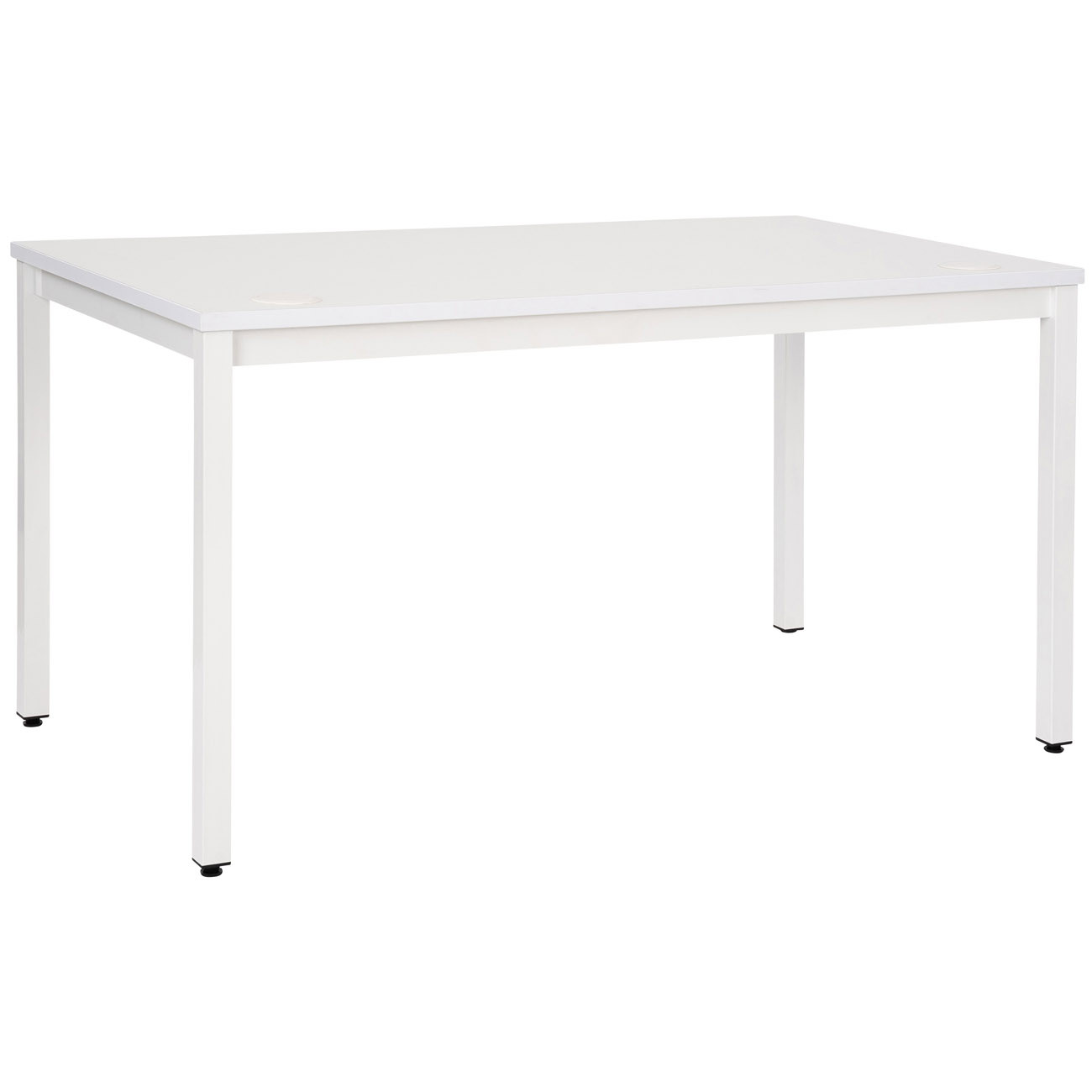 Bureau+droit+Budget+-+L.+140+x+P.+80+cm+-+Plateau+Blanc+-+Pieds+Blanc