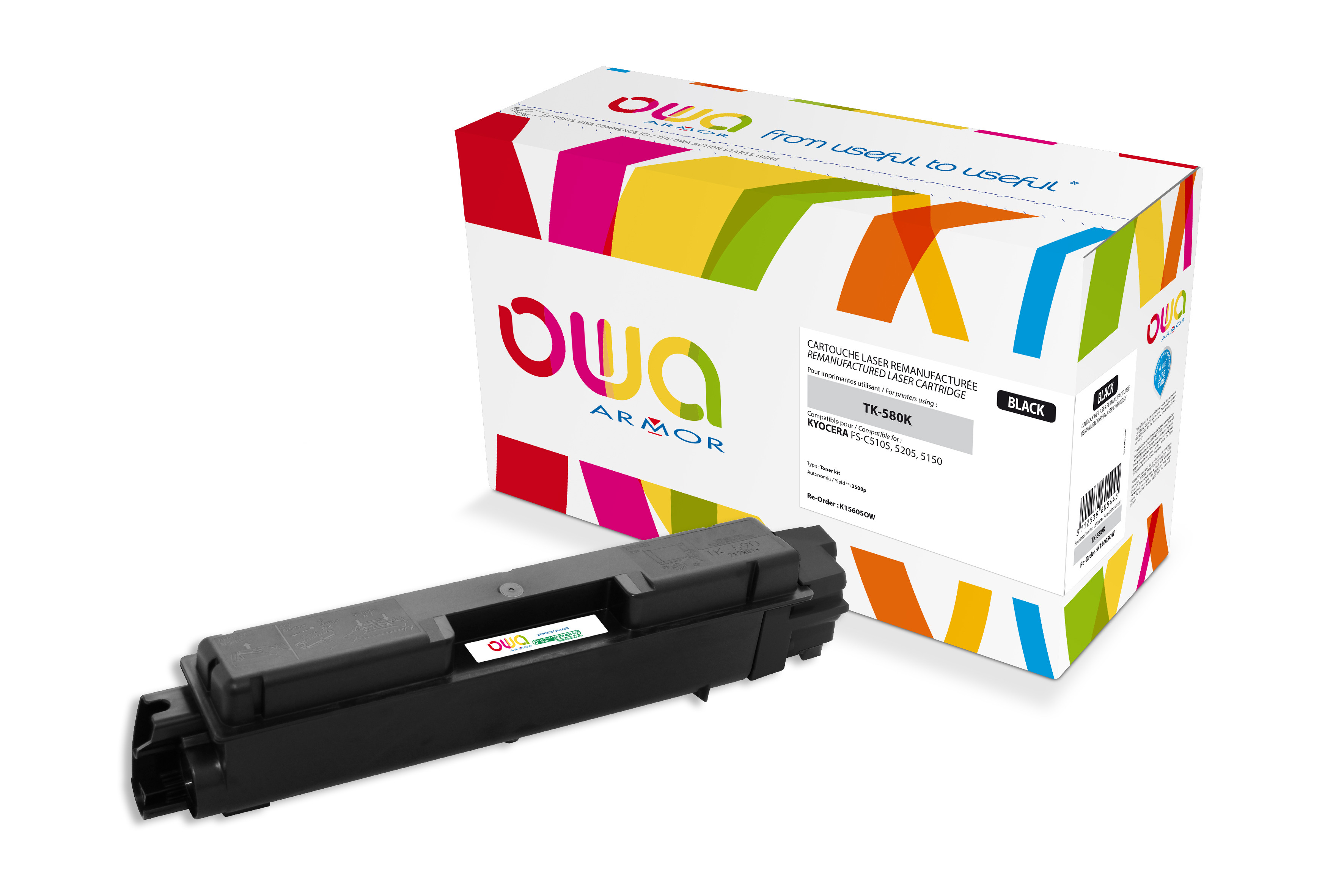 OWA Toner compatible KYOCERA TK-580 - K15605OW - Noir