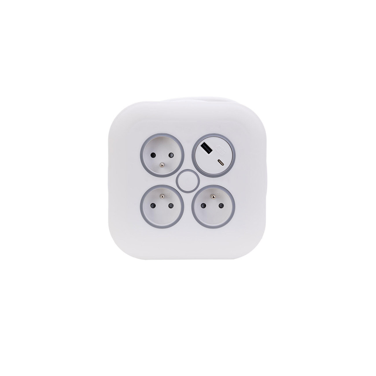 Zenitech Enrouleur Design multiprise 3 prises secteur 16A + 1 prise USB-A + USB-C - Câble de 7 m - Blanc
