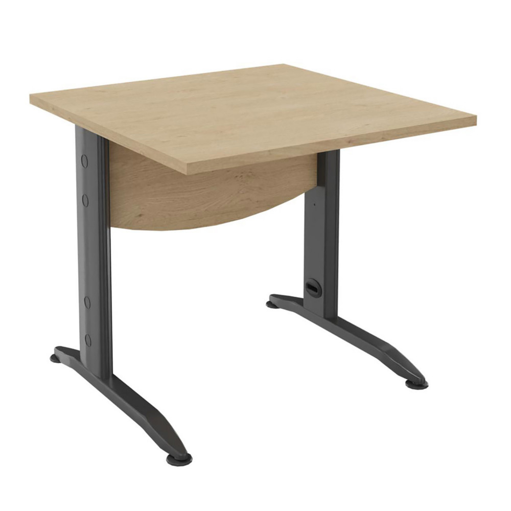 Bureau Droit Activity Mtal - L.80 x P.80 cm - Plateau Chne clair - Pieds L Anthracite
