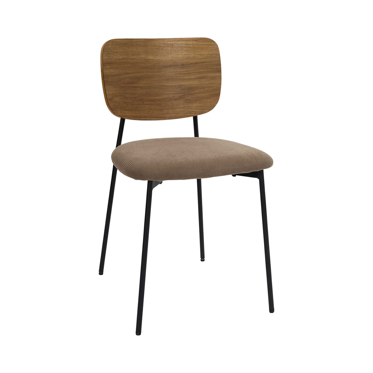Chaise Côtelé dossier Bois Juliette - Coloris Taupe