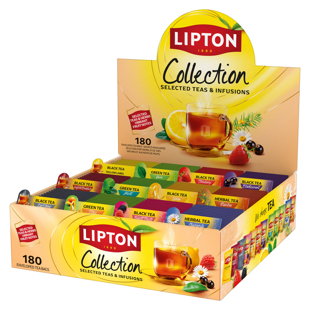 Lipton Coffret de thés et infusions 12 saveurs 180 sachets fraîcheur