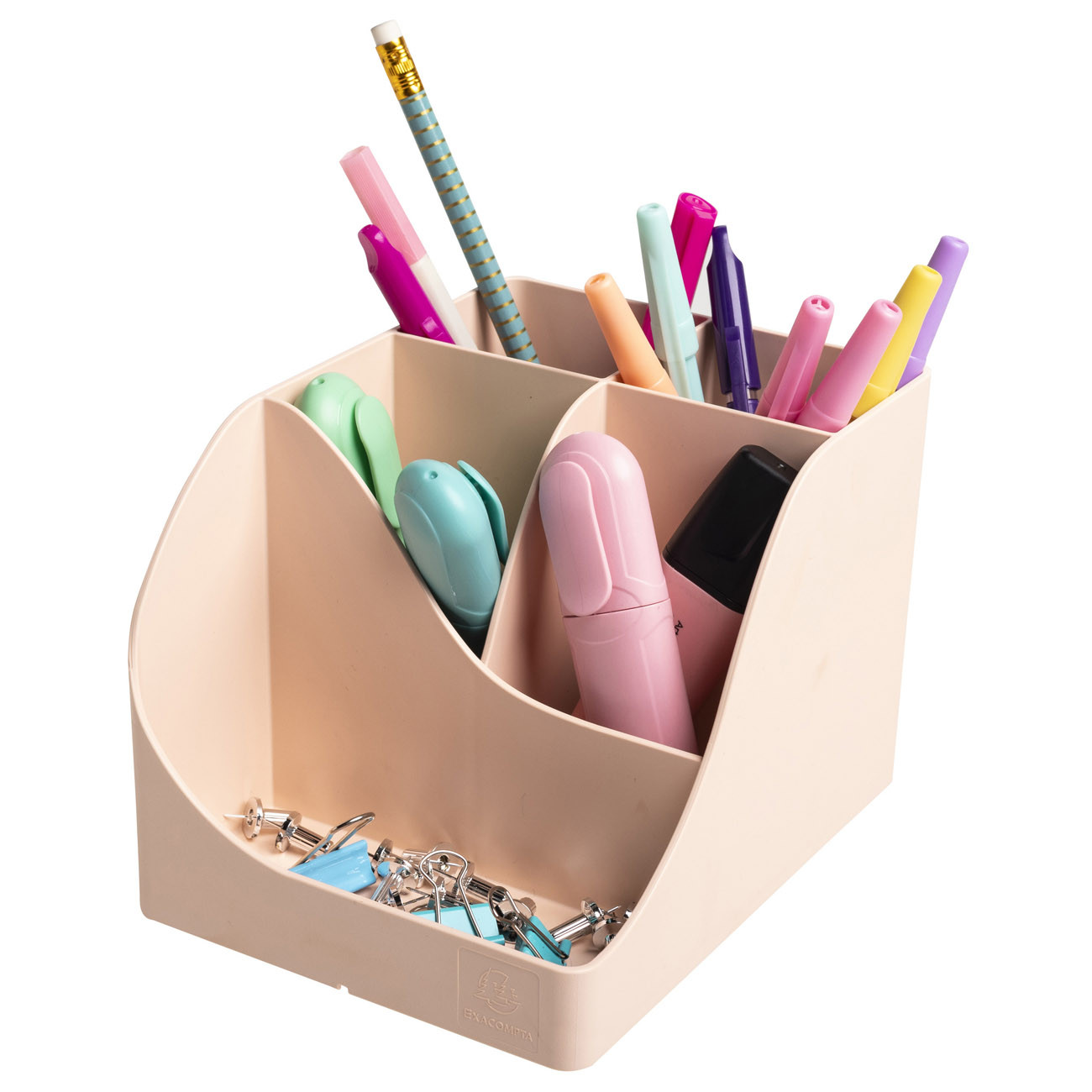 Exacompta+Pot+à+crayons+Pen-Wave+Skandi+5 compartiments+-+Rose+nude