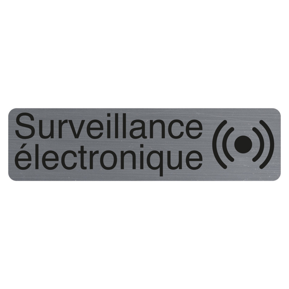 Exacompta Plaque signaltique adhsive Surveillance lectronique - Rectangle Gris / Noir