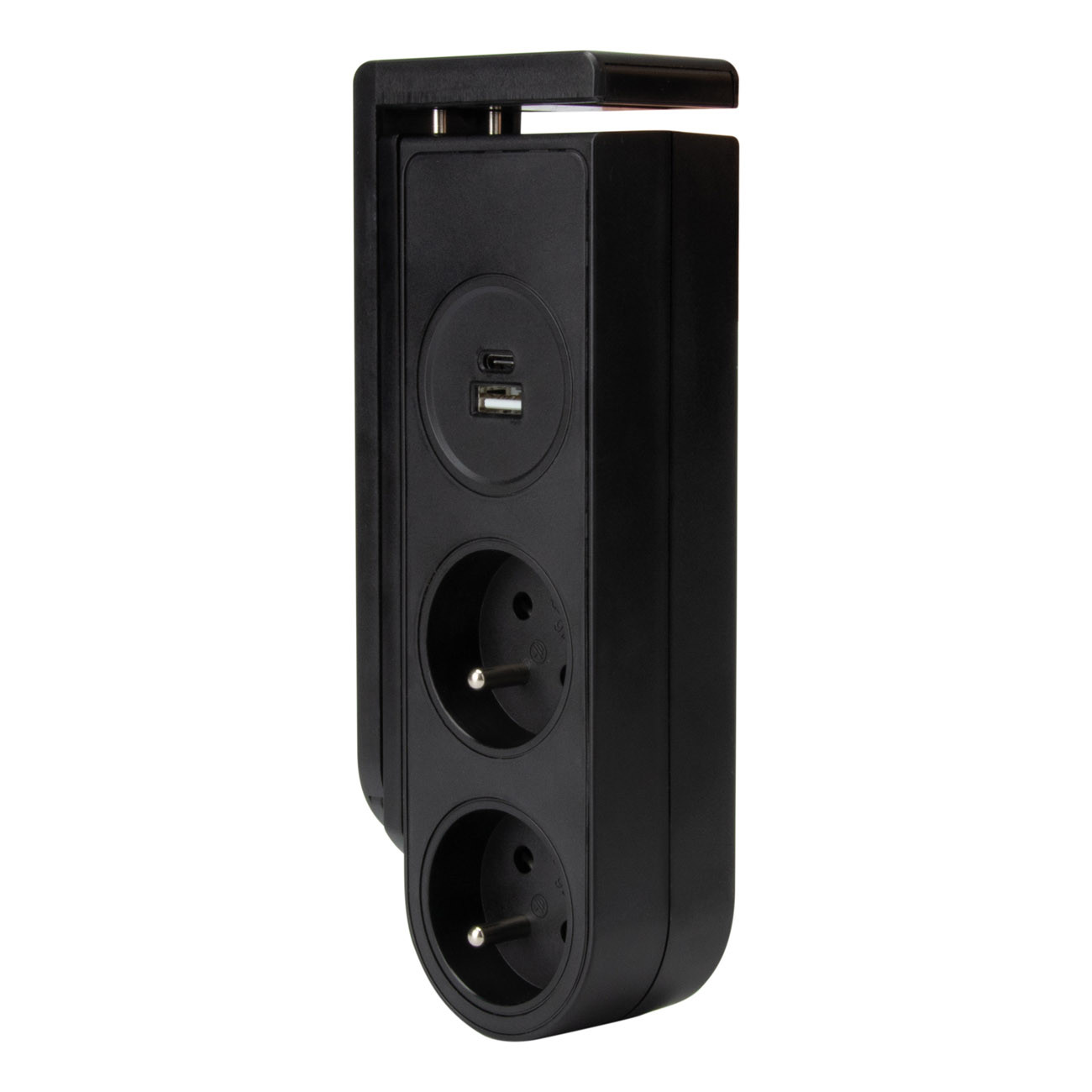 Bloc multiprise clipsable 1 5 2 prises + 2 ports USB Otio - vue 2