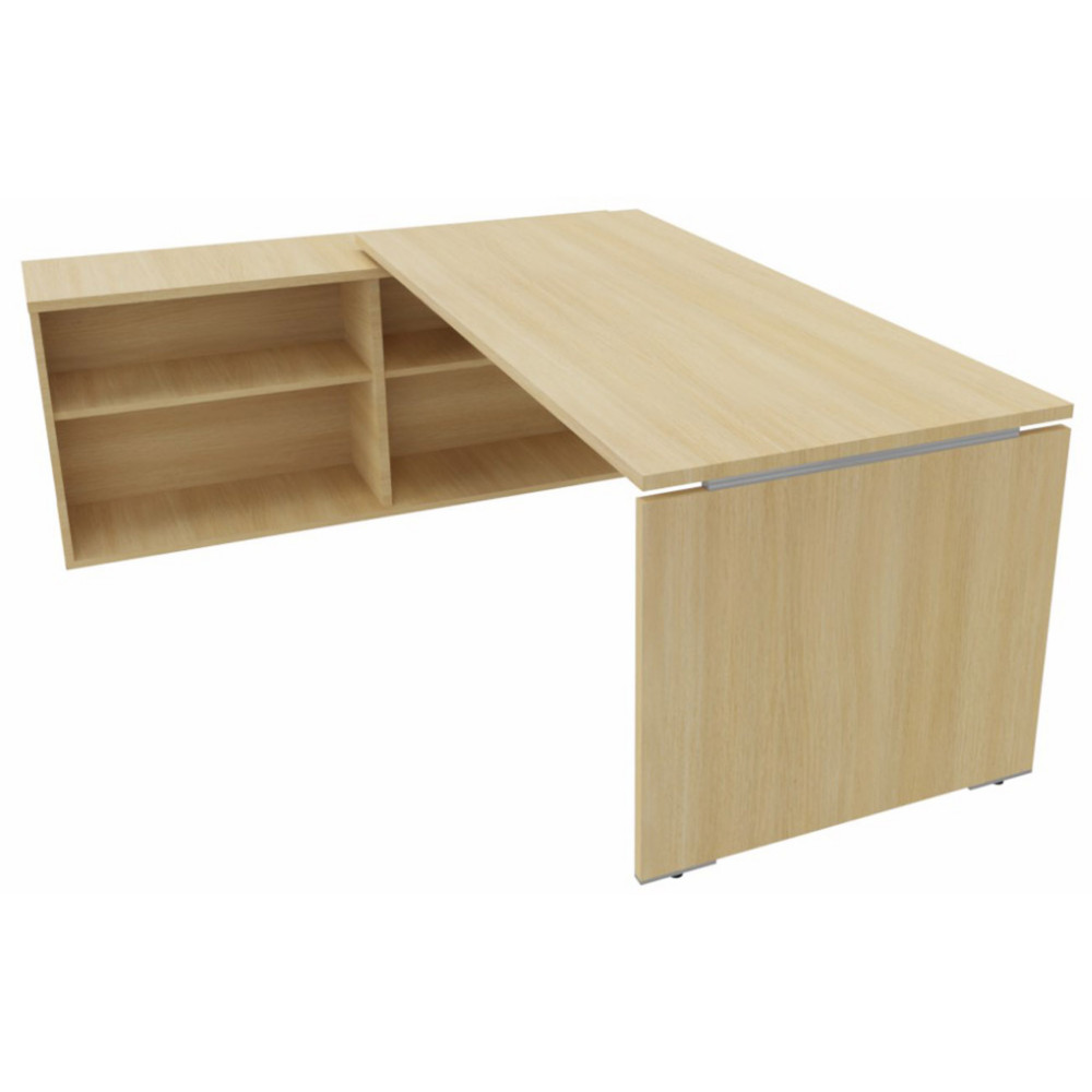 Bureau d'angle direction avec meuble retour suspendu Moka - L.202 x P.160 cm - Chne clair