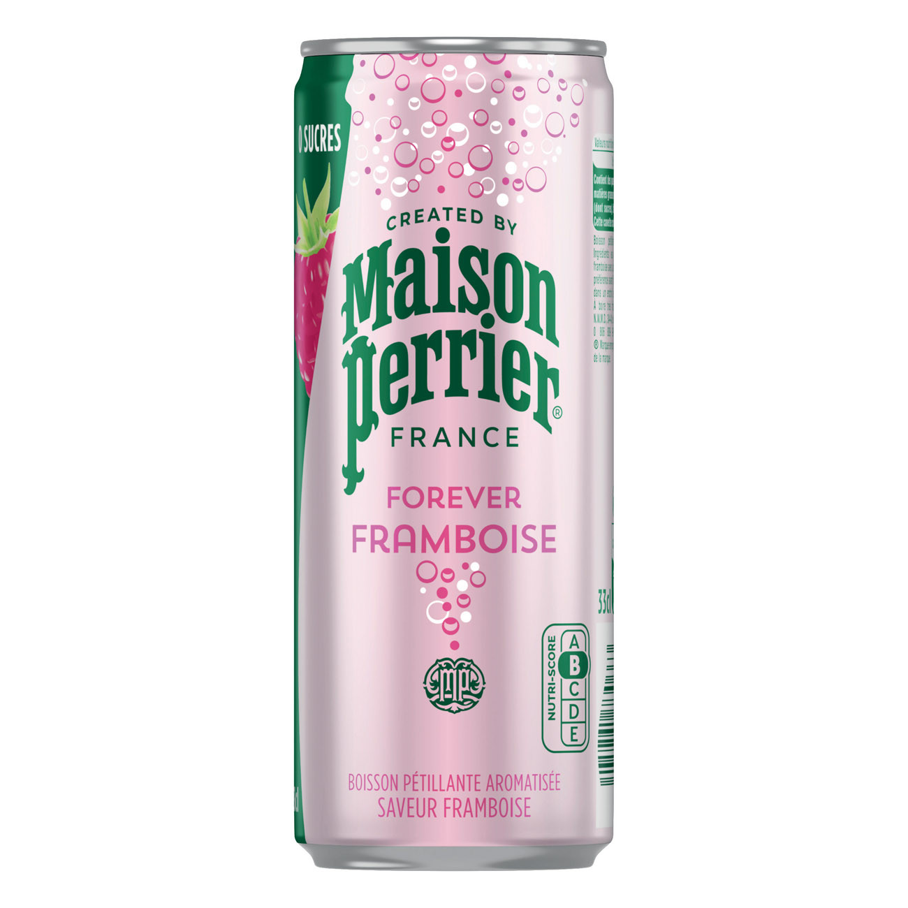 Maison Perrier FOREVER Framboise aromatisée - Boisson pétillante - Lot de 6 canettes slim 33 cl