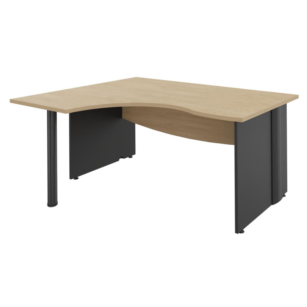 Bureau compact retour  gauche Activity - L.160 x P.120 cm - Plateau Chne clair - Pieds pleins Anthracite