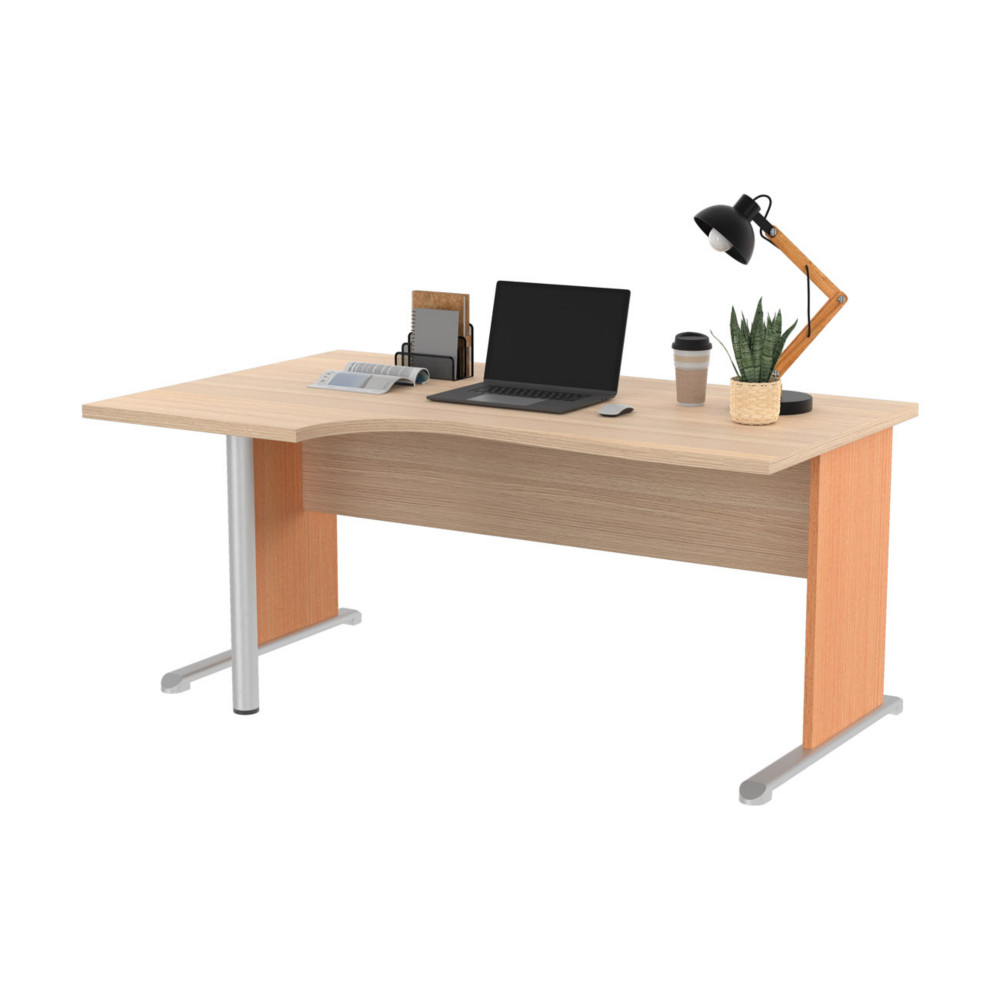 Bureau d'angle compact retour  gauche Pronto Bois - L.160 x P.100 cm - Plateau Chne - Pieds L Htre