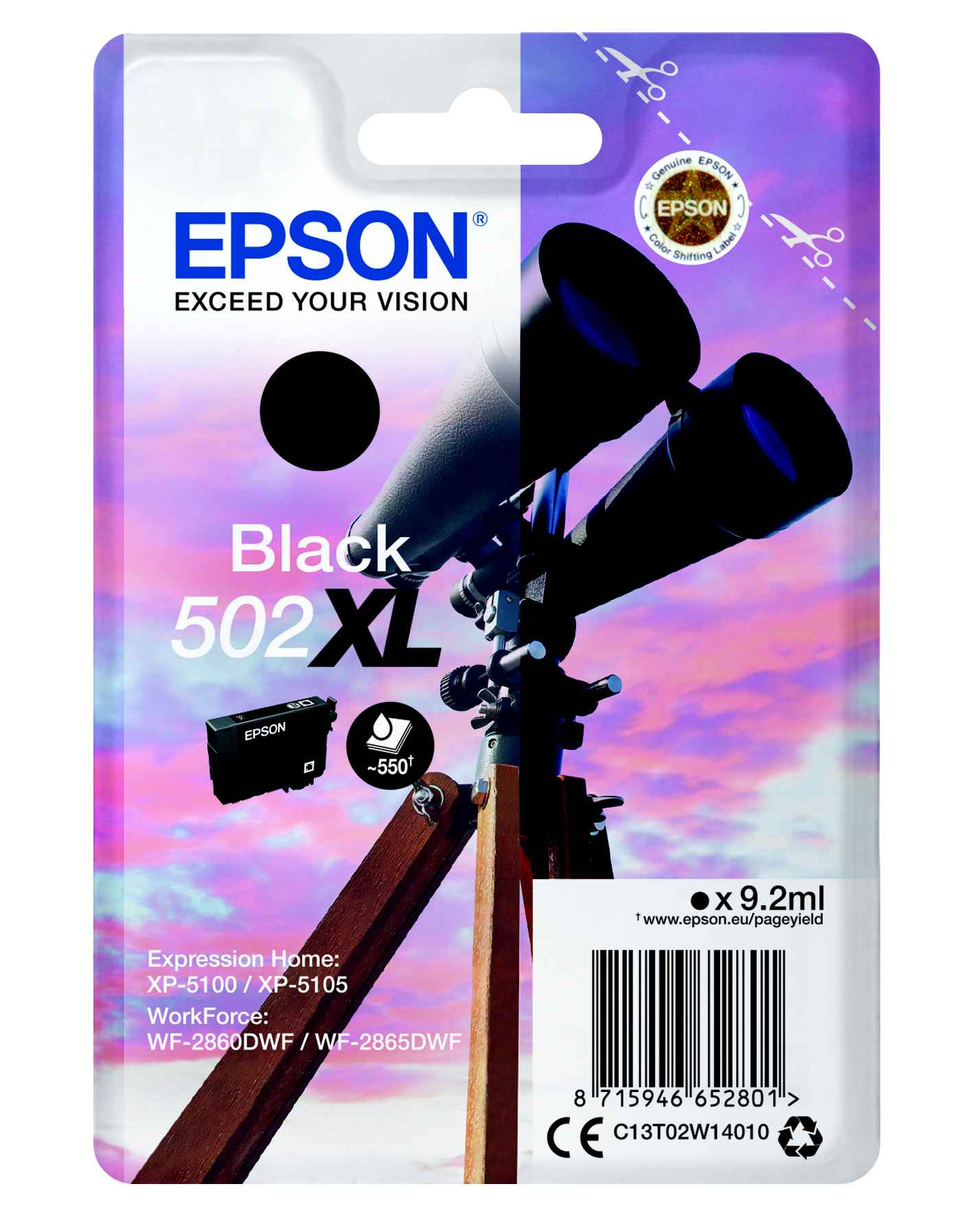 Epson 502 XL ''Jumelles'' Cartouche d'encre originale grande capacité C13T02W14010 - Noir