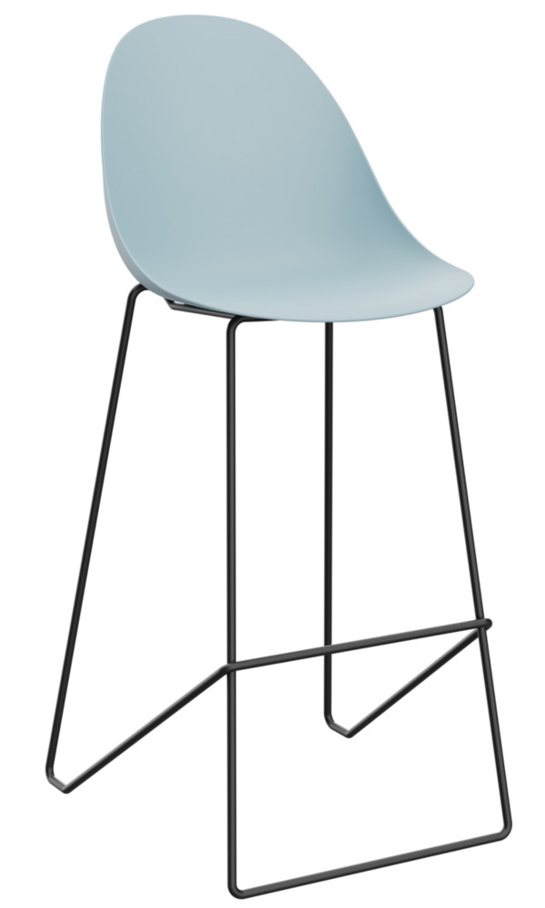 Tabouret haut Void - polypropylne Bleu pitement mtal noir - Lot de 2