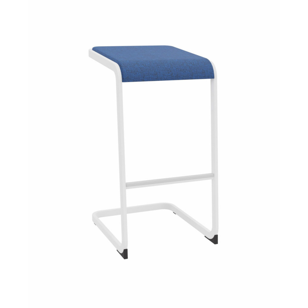 Tabouret haut C-STOOL - Assise tapisse bleue