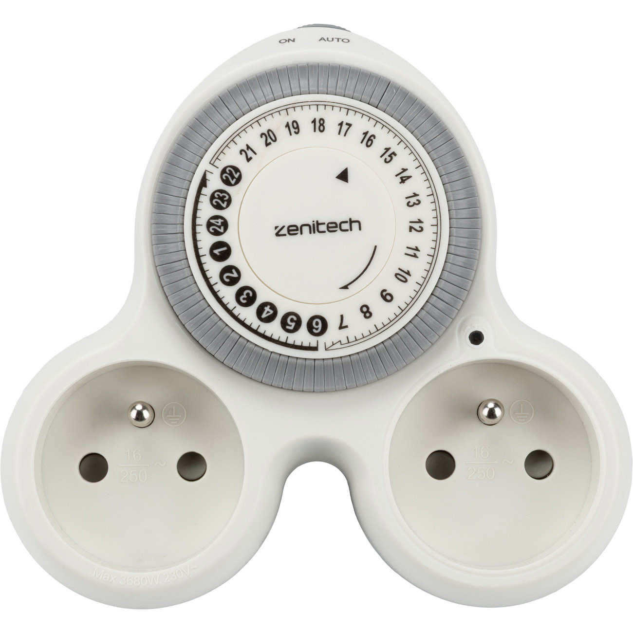 Zenitech Prise électrique biplite murale programmable Bolea - 16 A - Blanc