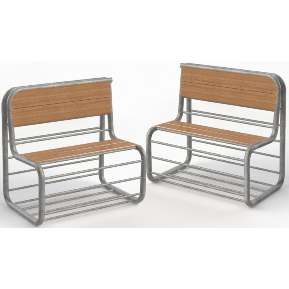 Banc d'extrieur  fixer Haven L.170 cm - Assise bois et structure grise