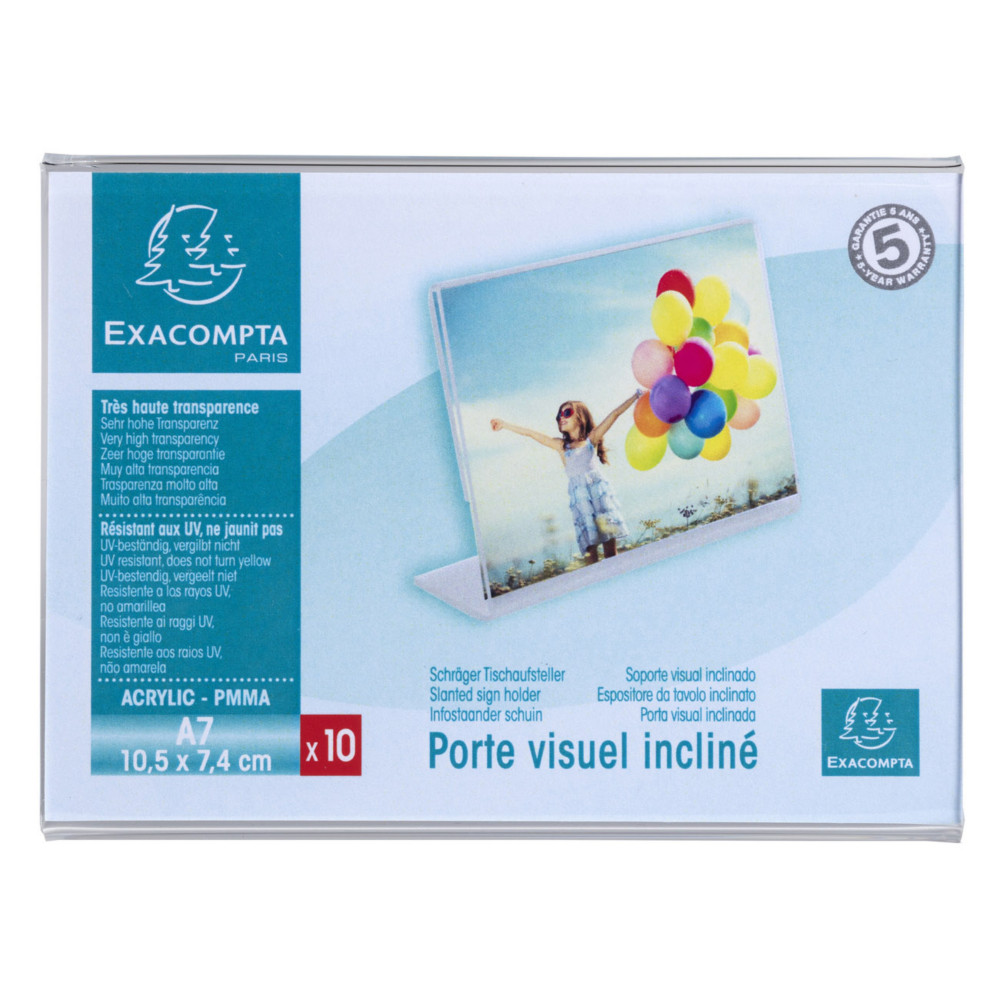 Exacompta Prsentoir de table horizontal inclin de carte de visite A7 Cristal - Transparent - Lot de 10