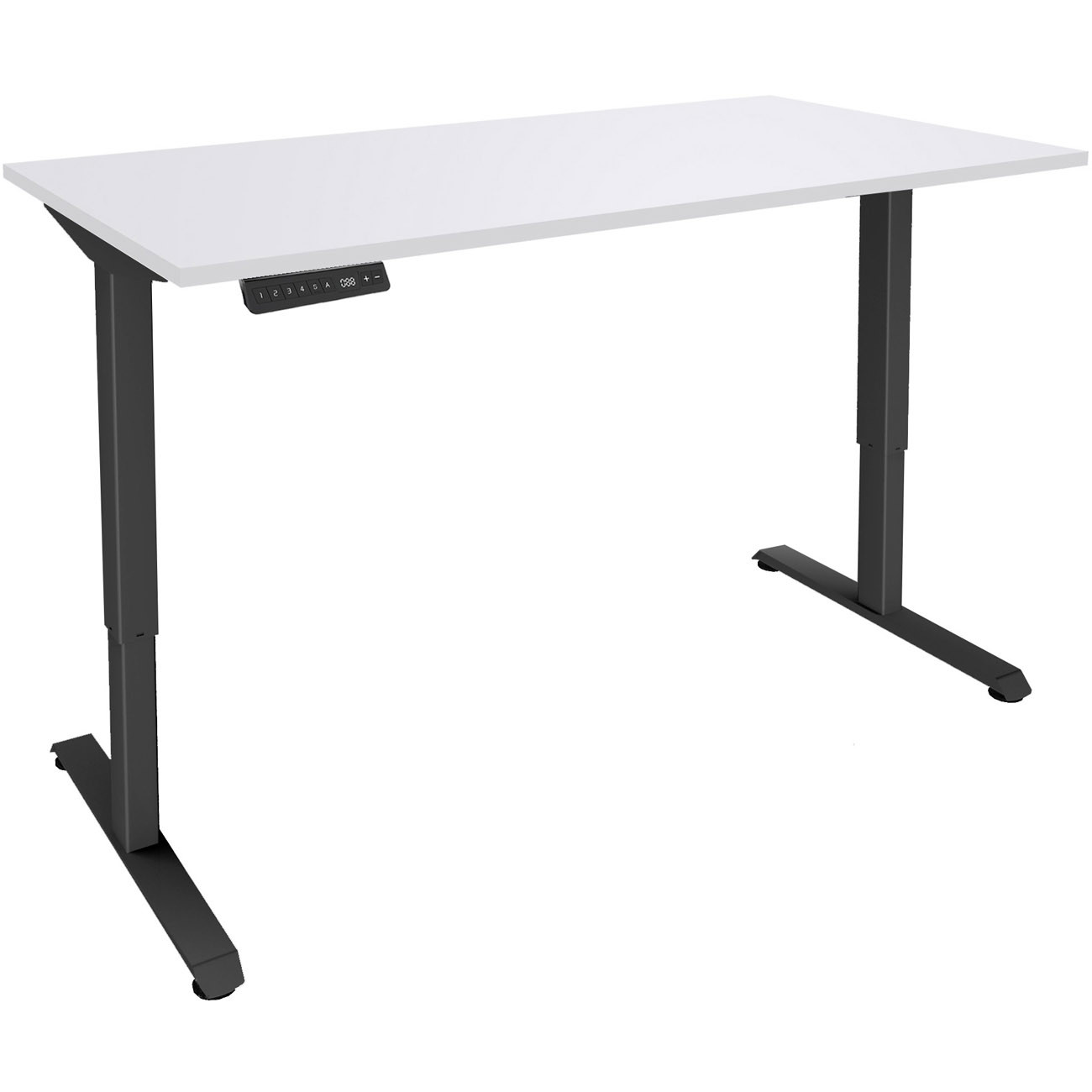 Bureau Actual assis-debout 2 - Réglage électrique en hauteur - L.120 x P.80 cm - Plateau Blanc - Pieds métal Carbone