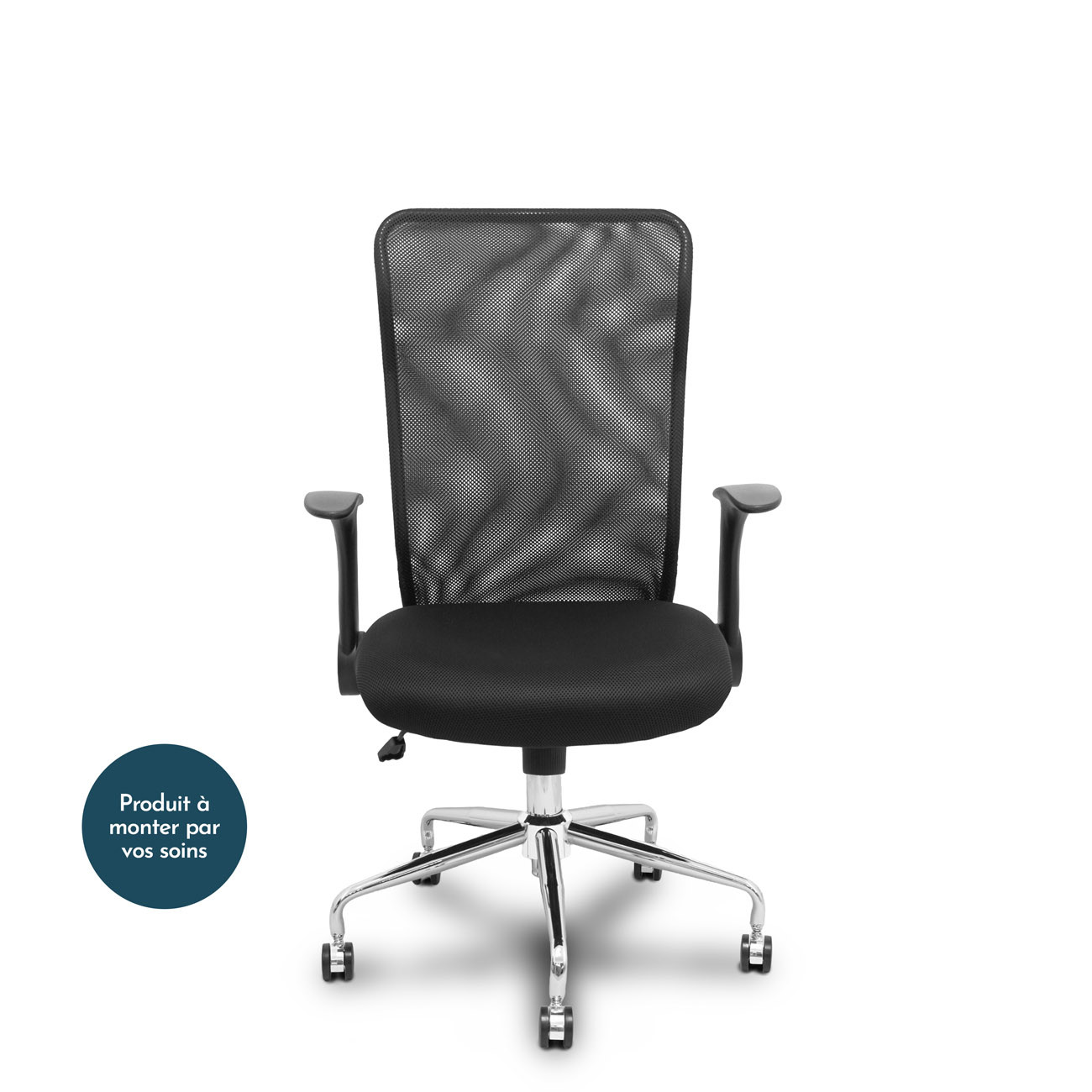 Chaise Minaya dossier en maille noire siège 3D noir