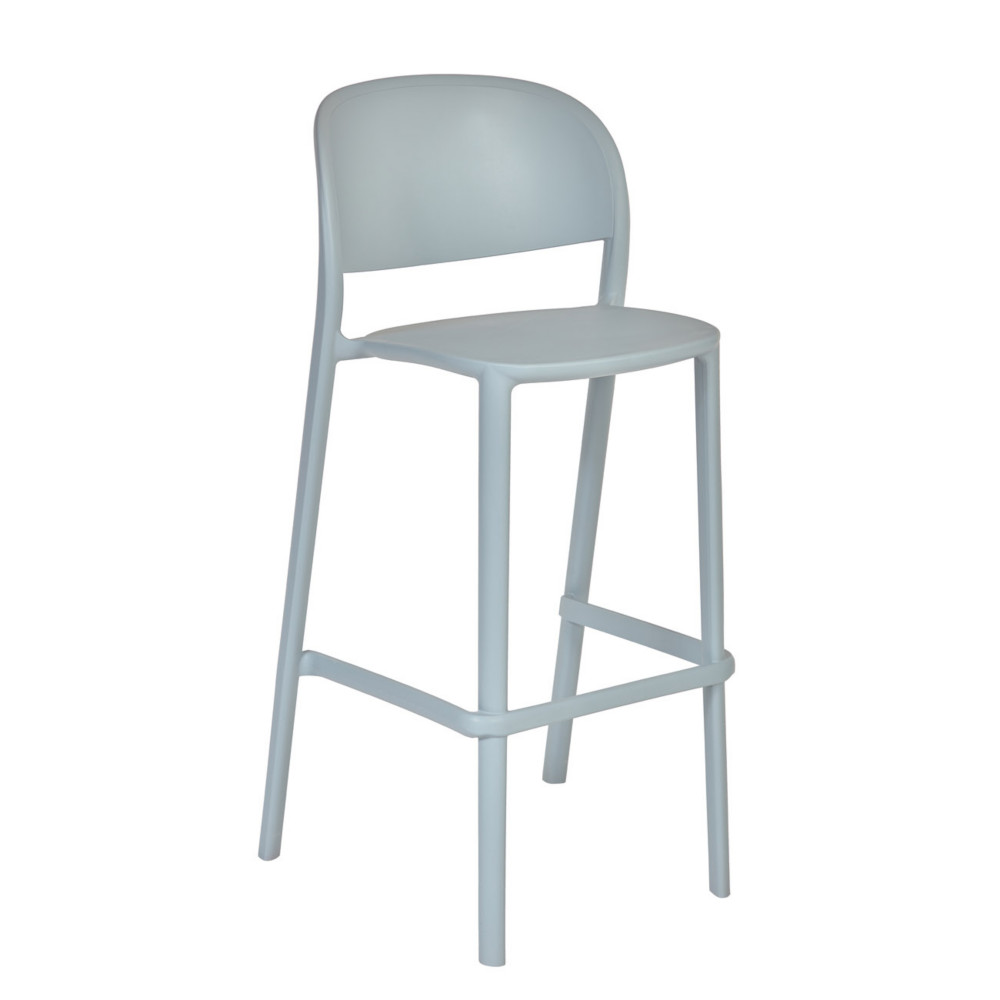 Tabouret haut d'extrieur Lucia en polypropylne recyclable - Gris