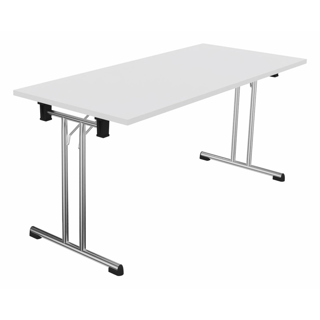 Table pliante polyvalente rectangle L. 160 x P. 70 cm - Plateau Blanc - pieds Chrome