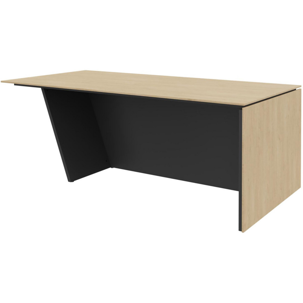 Bureau direction pied vertical  droite Rha - L. 200 x P. 100 x H. 741 cm - Plateau Chne - Pieds Carbone