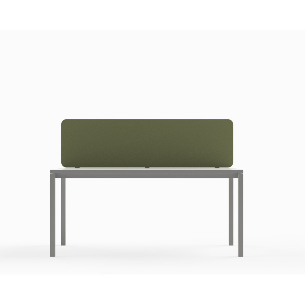 Panneau cran Sato pour bureau simple L.160 cm - Tissu Vert fort pince Aluminium