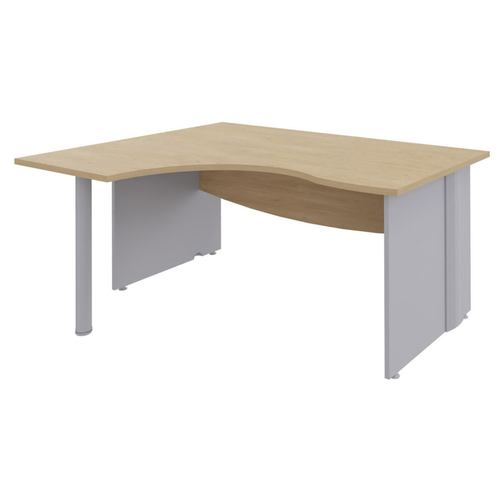 Bureau compact retour  gauche Activity - L.160 x P.120 cm - Plateau Chne clair - Pieds pleins Aluminium