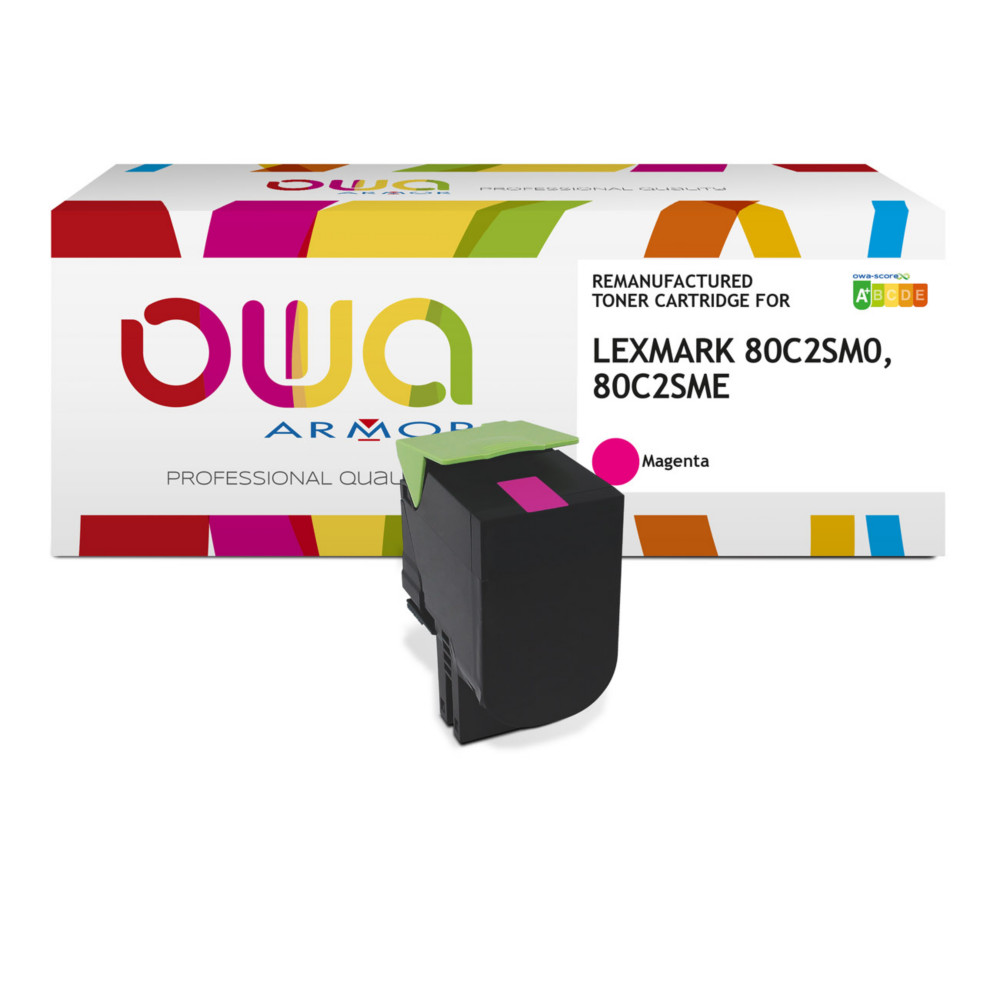 OWA Toner compatible cartouche Laser LEXMARK 802SM - 80C2SM0 - K15651OW - 2000 pages Magenta (Rose)