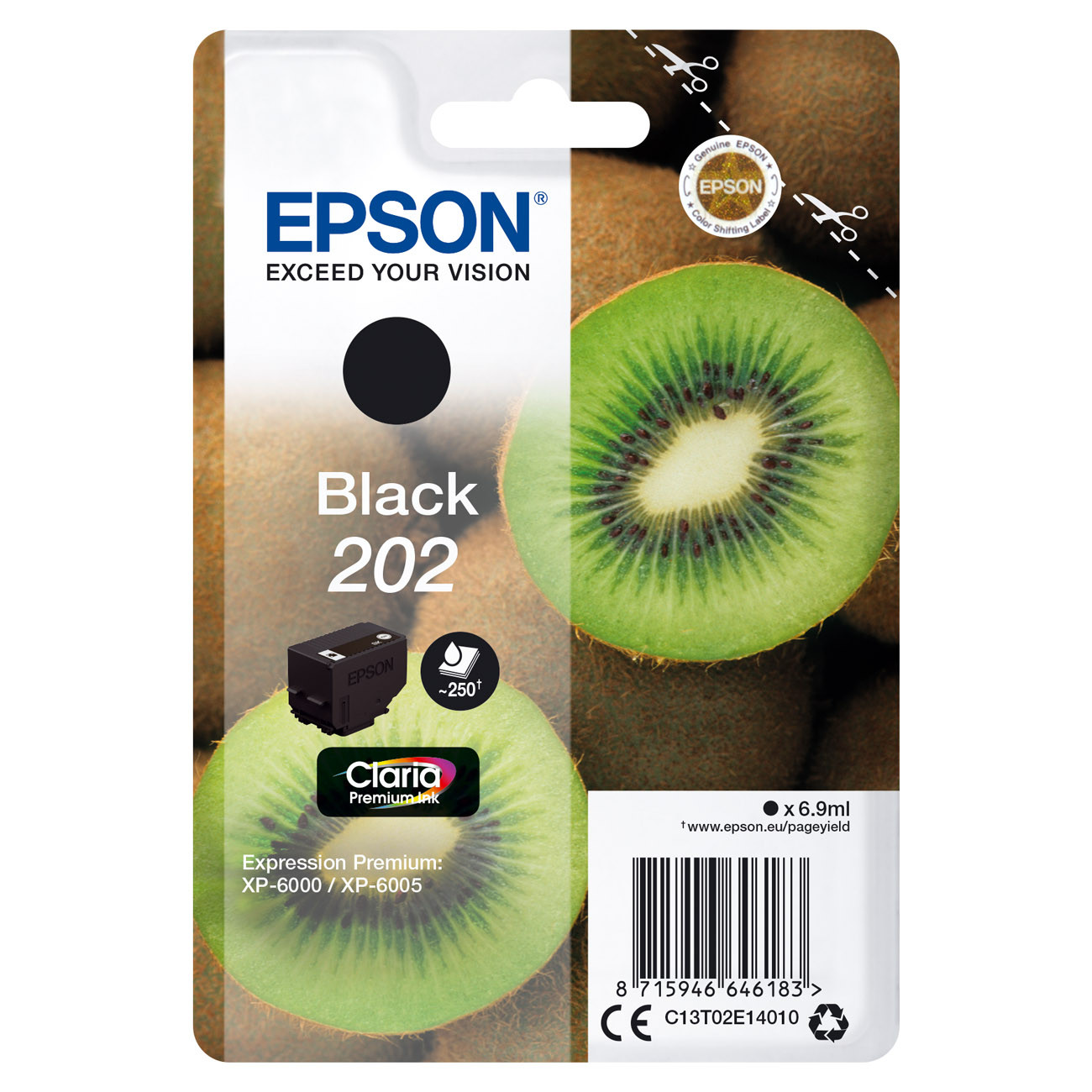 Epson 202 ''Kiwi'' Cartouche d'encre originale Claria Premium C13T02E14010 - Noir
