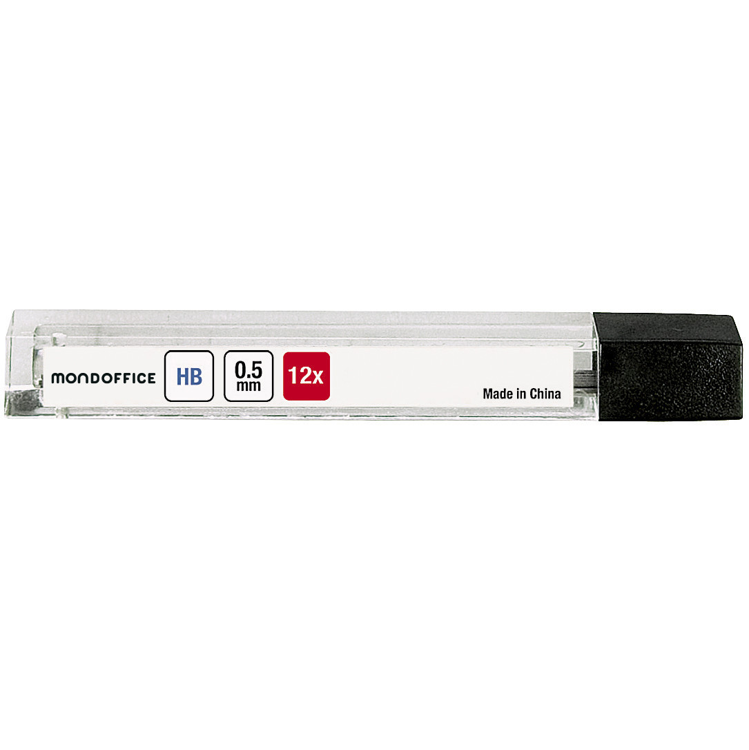 MONDOFFICE Mines HB de 0,5 mm pour porte-mines - Etui de 12