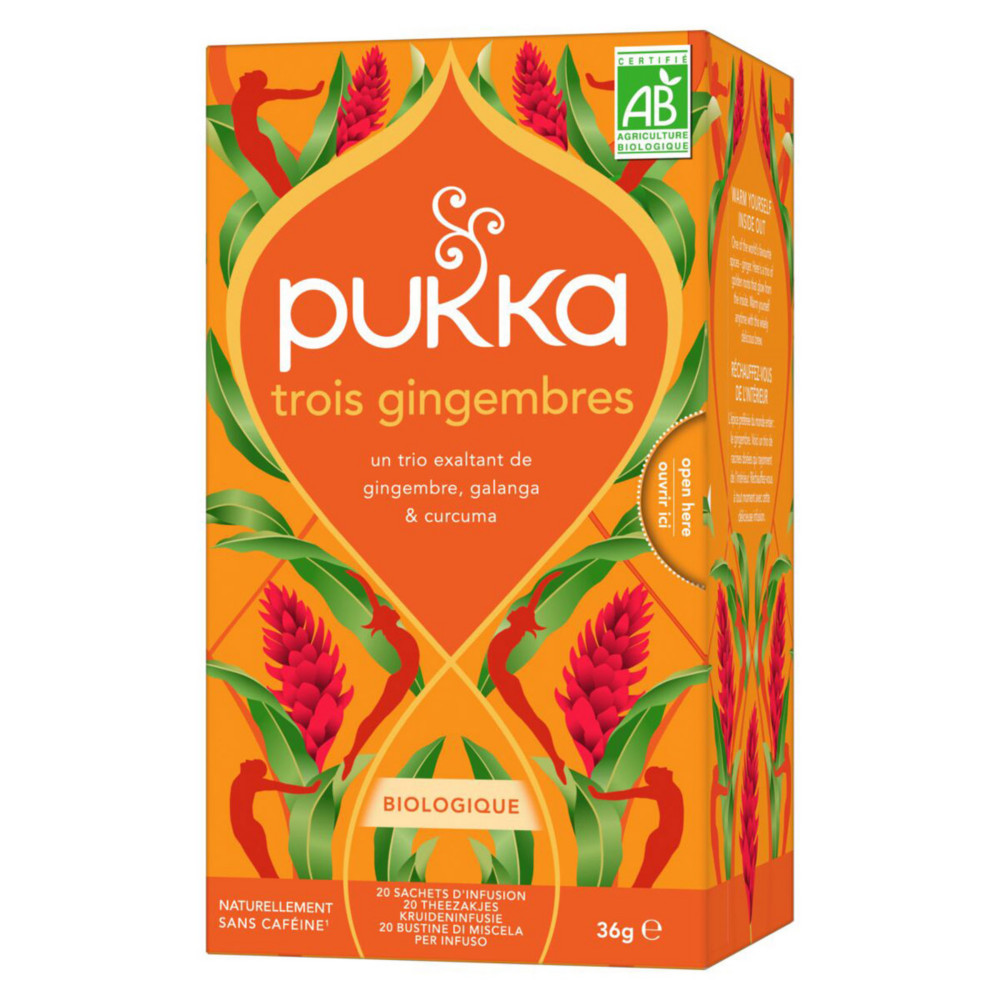 Pukka Th 3 gingembres - Biologique et quitable - Bote de 20 sachets