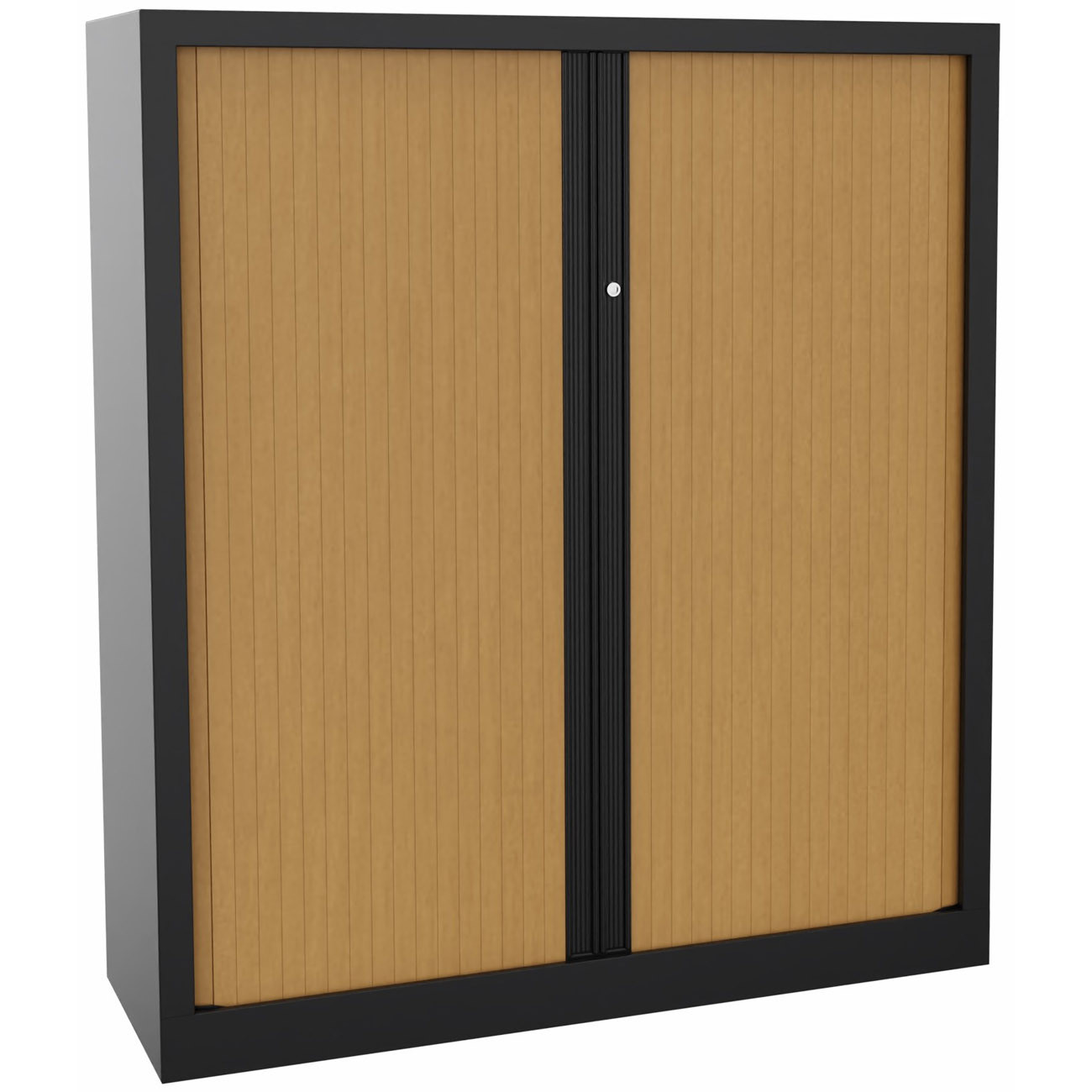Armoire+à+rideaux+metal+monobloc+Natura+NF+-+H.136+x+L.120+cm+-+Corps+Noir+-+Rideaux+Hetre